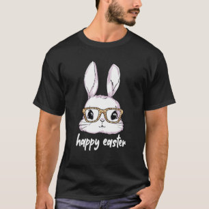 Happy Easter Day Bunny Rabbit Wearing Leopard Glas T-Shirt