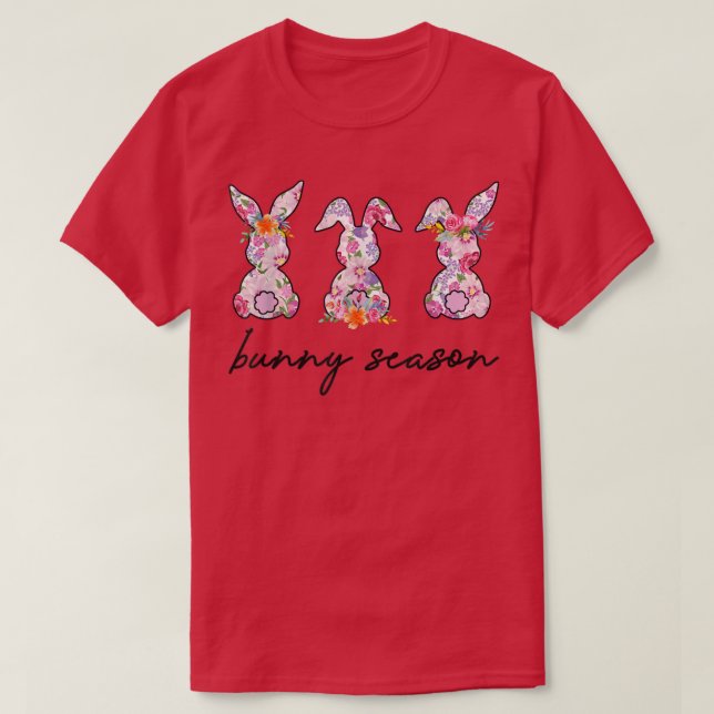 Happy Easter Day  Bunny Season Floral Style Bunnie T-Shirt (Design Front)