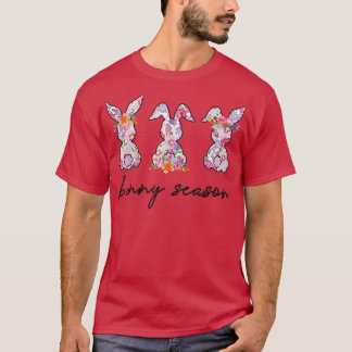 Happy Easter Day  Bunny Season Floral Style Bunnie T-Shirt