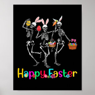 Happy Easter Day Bunny Skull Dance Easter Egg Poster
