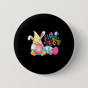 Happy Easter Day Bunny Spring Gnome Easter Egg Boy Button