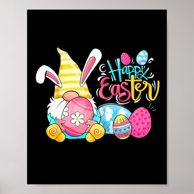 Happy Easter Day Bunny Spring Gnome Easter Egg Boy Poster (Front)