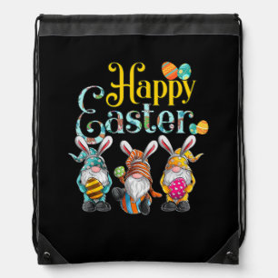 Happy Easter Day Bunny Spring Gnome Easter Egg Drawstring Bag