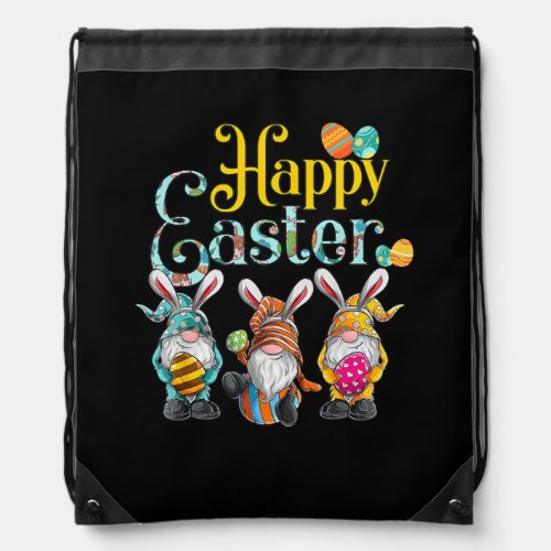 Happy Easter Day Bunny Spring Gnome Easter Egg Drawstring Bag