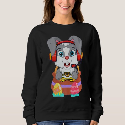 Happy Easter Day Bunny Video Games Boys Girls Kids Sweatshirt