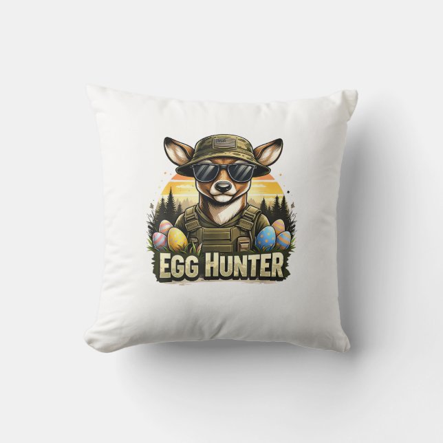 Happy Easter Day Camo Funny Hunting Boys Men Easte Throw Pillow (Front)