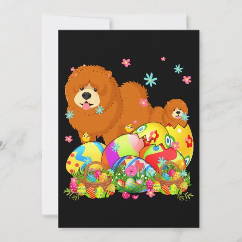 Happy Easter Day Chow Chow With Easter Eggs Dog Lo Invitation