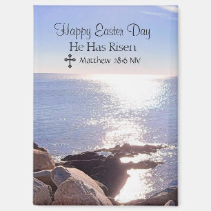 Happy Easter Day Christ has Risen Blue Ocean Photo Magnet