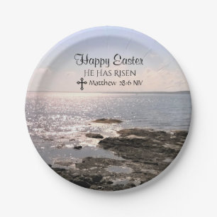 Happy Easter Day Christ has Risen Ocean Photo Paper Plates