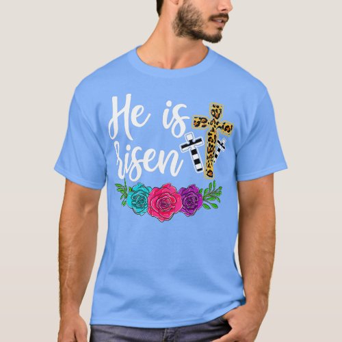 Happy Easter Day Christian Cross  Women He is Rise T_Shirt