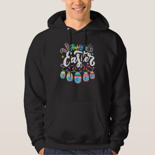 Happy Easter Day Colorful Cute Egg Face Mask Hunti Hoodie