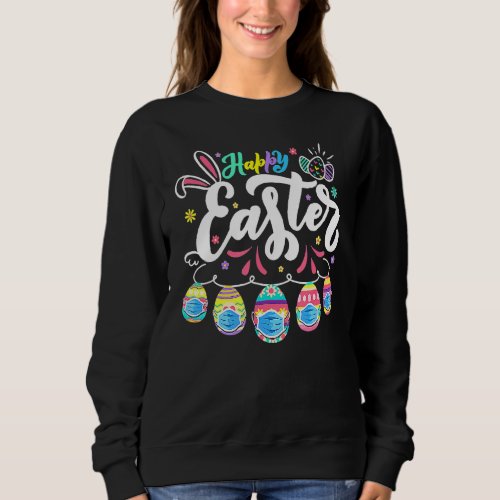 Happy Easter Day Colorful Cute Egg Face Mask Hunti Sweatshirt