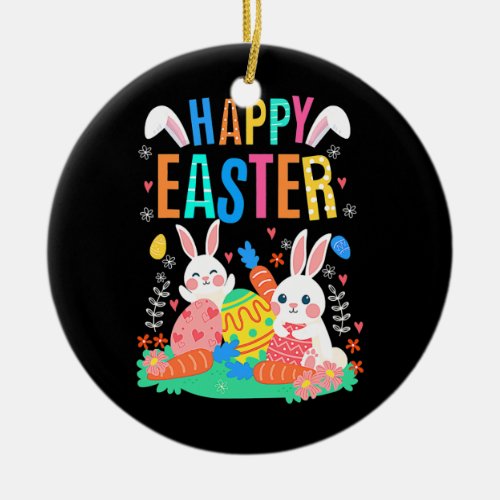 Happy Easter Day Colorful Egg Face Mask Hunting Ceramic Ornament