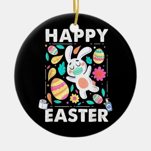 Happy Easter Day Colorful Egg Face Mask Hunting Ceramic Ornament