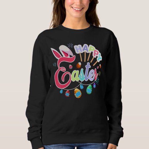 Happy Easter Day Colorful Egg Face Mask Hunting Cu Sweatshirt