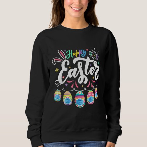 Happy Easter Day Colorful Egg Face Mask Hunting Cu Sweatshirt