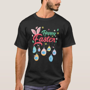 Happy Easter Day Colorful Egg Face Mask Hunting Cu T-Shirt