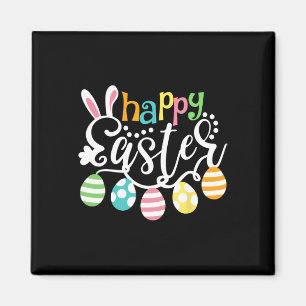 Happy Easter Day Colorful Egg Hunting Cute Bunny G Magnet
