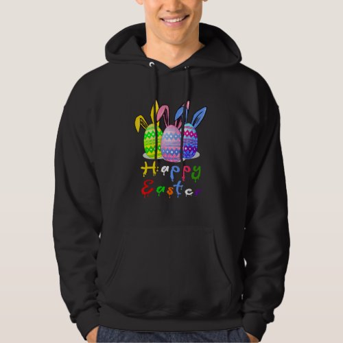 Happy Easter Day Colorful Egg Hunting Cute Rabbit  Hoodie