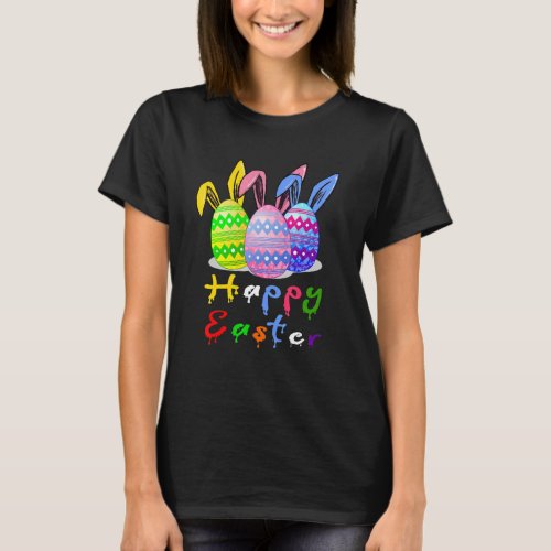 Happy Easter Day Colorful Egg Hunting Cute Rabbit  T_Shirt