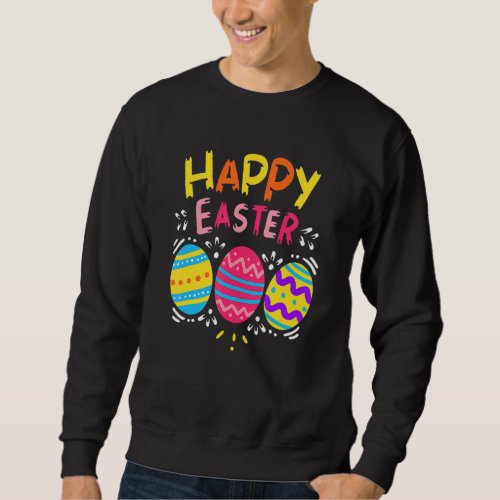 Happy Easter Day Colorful Egg Hunting Cute Sweatshirt
