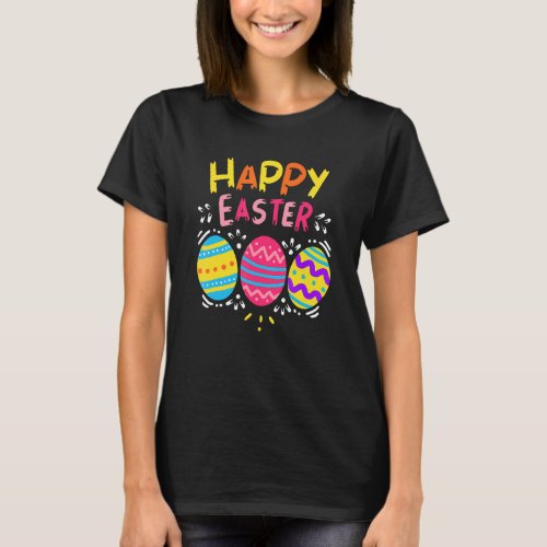 Happy Easter Day Colorful Egg Hunting Cute T_Shirt