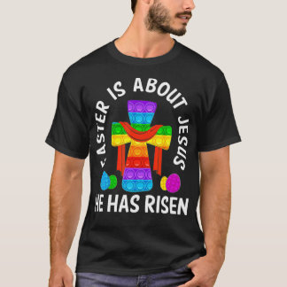Happy Easter Day Cross Easter He Has Risen Poppin T-Shirt