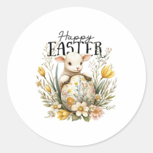 Happy Easter Day - Cute Ba Classic Round Sticker