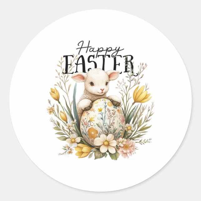 Happy Easter Day - Cute Ba  Classic Round Sticker (Front)