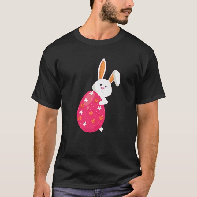 Happy Easter Day Cute Bunny And Eggs For Youth T-Shirt (Front)
