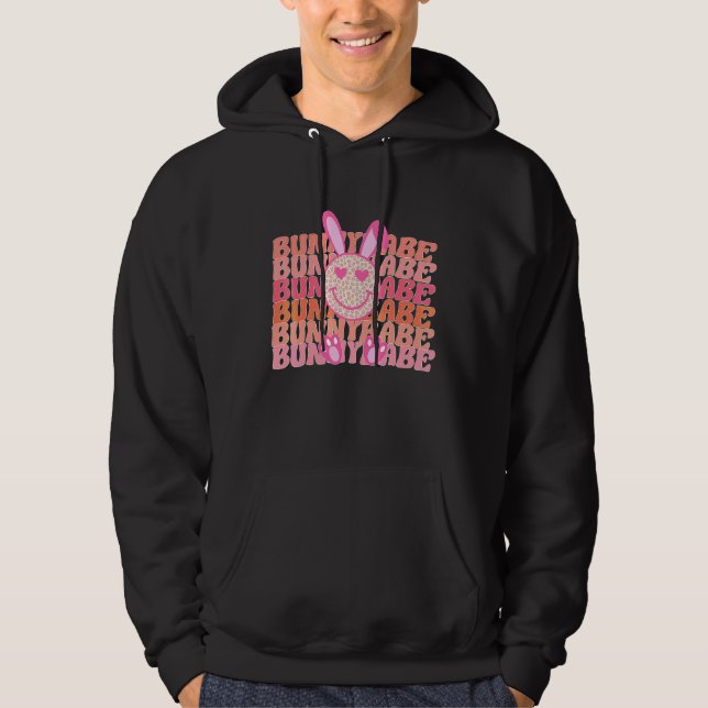 Happy Easter Day Cute Bunny Babe Rabbit Face Girl  Hoodie (Front)
