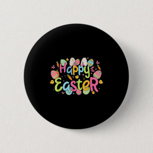 Happy Easter Day Cute Bunny Ears And Easter Egg Hu Button