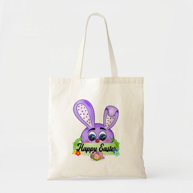 Happy Easter Day, Cute Bunny Ears, Spring Rabbit Tote Bag (Front)