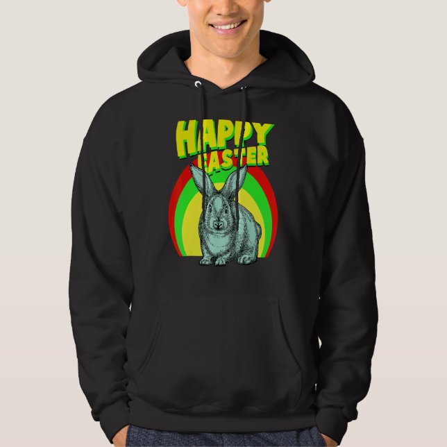 Happy Easter Day Cute Bunny Easter Graphic Hoodie (Front)