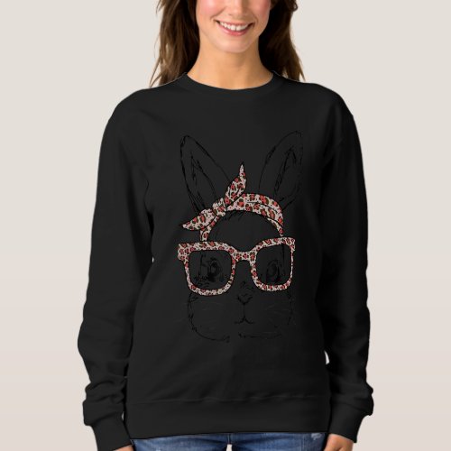 Happy Easter Day Cute Bunny Face Leopard Glasses H Sweatshirt