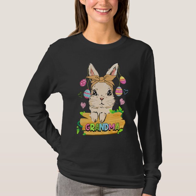Happy Easter Day Cute Bunny For Grandma T-Shirt (Front)