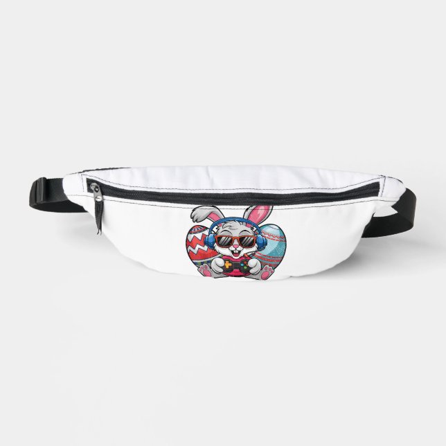 Happy Easter Day Cute Bunny Playing Video Game Kid Fanny Pack (Front)