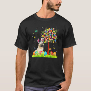Happy Easter Day Cute Bunny Pug Easter Eggs Tree D T-Shirt