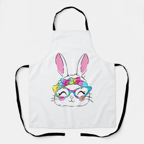 Happy Easter Day Cute Bunny Rabbit Face Tie Dye Apron