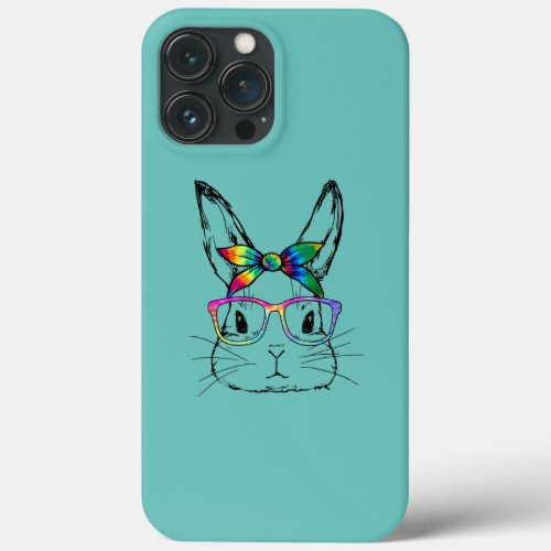 Happy Easter Day Cute Bunny Rabbit Face Tie Dye iPhone 13 Pro Max Case