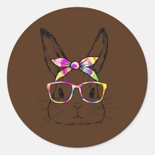 Happy Easter Day Cute Bunny Rabbit Face Tie Dye Classic Round Sticker