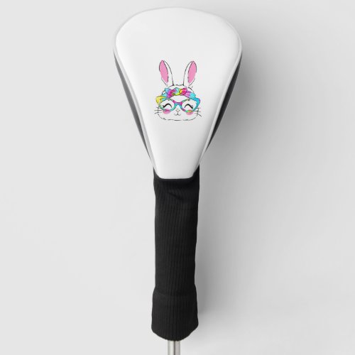 Happy Easter Day Cute Bunny Rabbit Face Tie Dye Golf Head Cover