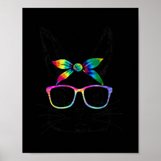 Happy Easter Day Cute Bunny Rabbit Face Tie Dye Poster