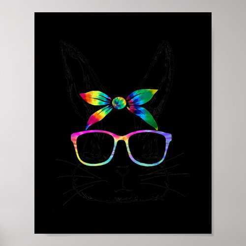 Happy Easter Day Cute Bunny Rabbit Face Tie Dye Poster