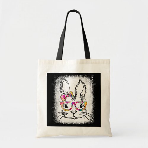 Happy Easter Day Cute Bunny Rabbit Face Tie Dye Tote Bag