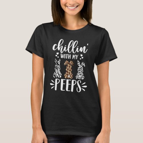 Happy Easter Day Cute Bunny Rabbit Leopard Chillin T_Shirt
