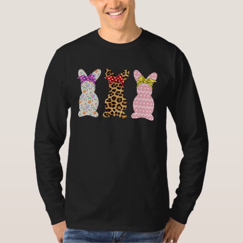 Happy Easter Day Cute Bunny Rabbit Leopard Plaid F T_Shirt