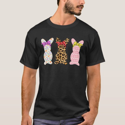 Happy Easter Day Cute Bunny Rabbit Leopard Plaid F T_Shirt