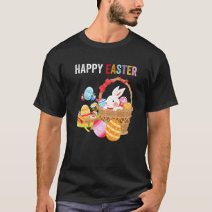 Happy Easter Day Cute Bunny With Eggs Easter Day 2 T-Shirt