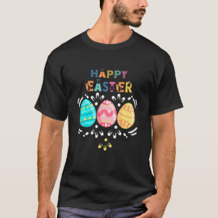 Happy Easter Day Cute Bunny With Eggs Easter Girls T-Shirt